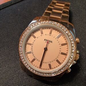 Fossil Gold-Tone Hybrid Smartwatch with Crystal Accents.